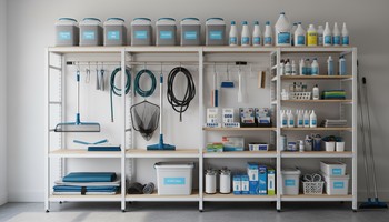Bakım ürünleri ve pinco ekipmanları için düzenlenmiş saklama rafı