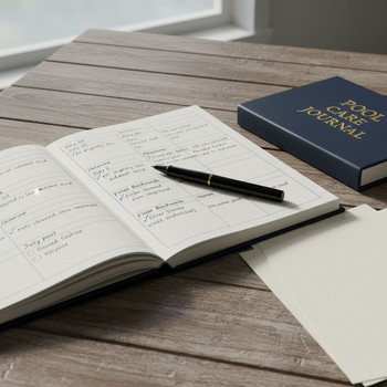 Havuz bakım değerlerinin yazılı olduğu küçük not defteri