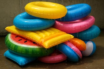 Islak şişme ürünlerin üst üste biriktiği köşe