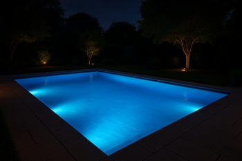 Gece moduna geçen havuz aydınlatmaları