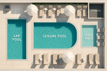 Havuz alanının ıslak, kuru ve saklama bölgelerine ayrıldığı şema